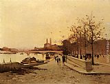 Famous Pont Paintings - Pont sue la Seine avec une vue sur l'ancien Trocadero